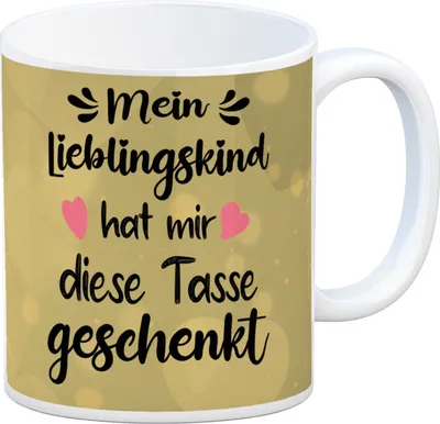 Produktbild von Lieblingskind Kaffeebecher in gelb zum Mutter und Vatertag