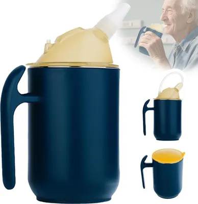 Produktbild von 3-in-1 Trinkbecher 400ml Kinder & Erwachsene, auslaufsicher, mit 2 Deckeln & Strohhalm, für Senioren, Schwangere, Pflegebedürftige