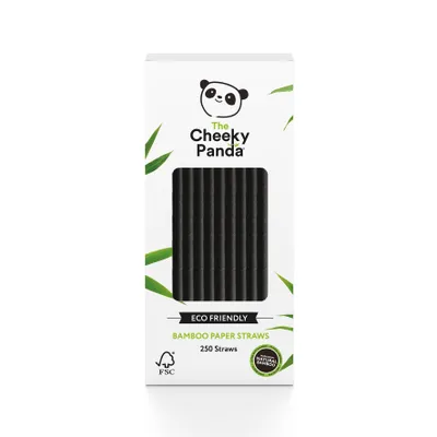 Produktbild von BAMBUS STROHHALME EINWEG SCHWARZE 250 Stück - CHEEKY PANDA