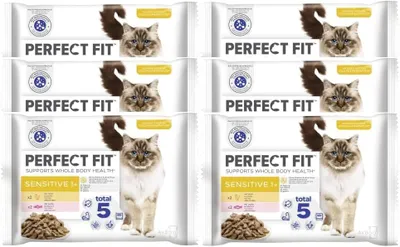 Produktbild von Perfect Fit Sensitive 1+ Katzennassfutter mit Lachs & Huhn in Sauce 24 Portionsbeutel à 85g (6x4x85g)