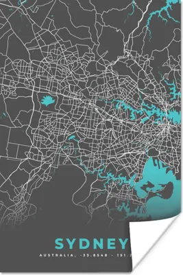 Produktbild von MuchoWow® Poster Sydney - Stadtplan - Blau - Karte 120x180 cm - Kunstposter