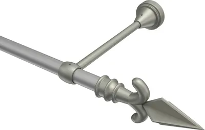 Produktbild von Interdeco Gardinenstange / Vorhangstange Silbergrau / Chrom matt, Typ Primus Matteo (Pfeil), 16 mm Ø 1-läufig, 140 cm