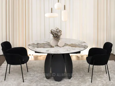 Obrázek produktu pro Designový jídelní stůl BAWER - bílý mramor / černý