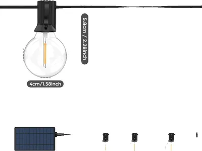 Image de Guirlande lumineuse solaire, télécommande, luminosité réglable, 12m 31 ampoules