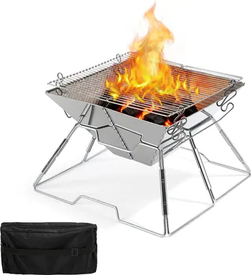 Produktbild von Faziango Faltbarer Grill Mobiler Holzkohlegrill 304 Edelstahl Tragbar Kompakter Grill für das Kochen im Freien