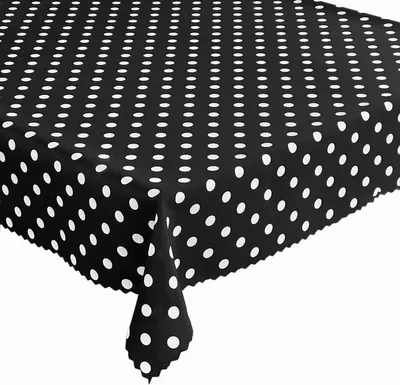 Produktbild von Tischdecke Fleckenresistente Tischtücher Abwaschbar Pflegeleicht Lotus Effekt Gedruckt Polka Dots Schwarz 120x120 cm