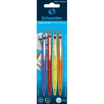 Obrázek produktu pro Schneider Schreibgeräte K 20 Icy, Spona, Multifunkční kuličkové pero, Modrá, Oranžová, Červená, Žlutá, 4 kusů