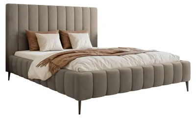 Image de Selsey Fiarro - Lit Tapissé 140x200 avec Tiroir de Lit, Pieds Métalliques, Velours, Gris Beige