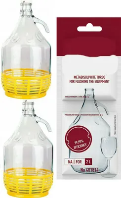 Produktbild von 2 x 5L GLASBALLON mit BÜGELVERSCHLUSS +Schwefelpulver Weinballon Glasflasche