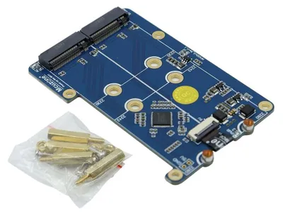 Produktbild von PCIe zu M.2 NVMe Dual SSD-Adapter für Raspberry Pi