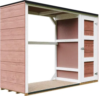 Obrázek produktu pro Sklad na palivové dřevo – 75 x 217 x V159 cm – Sklad na nářadí a dřevo 1,09 m² + 0,53 m² – TIMBELA M981 – REDWOOD RED