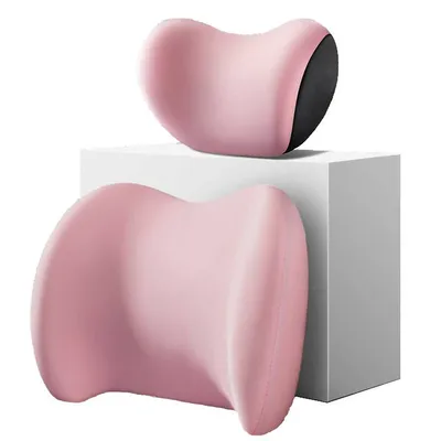 Imagen del producto de Asiento de coche cómodo y ergonómico, con almohadilla para el cuello y soporte lumbar, color rosa