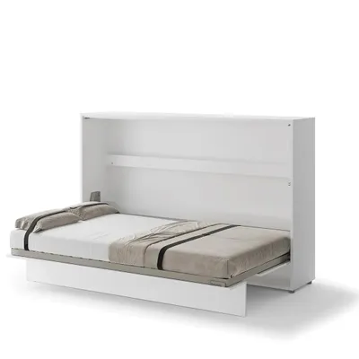 Produktbild von Bed Concept BC-05 Wandklappbett Horizontal Schrankbett mit Matratze, 120x200 cm - Weiß