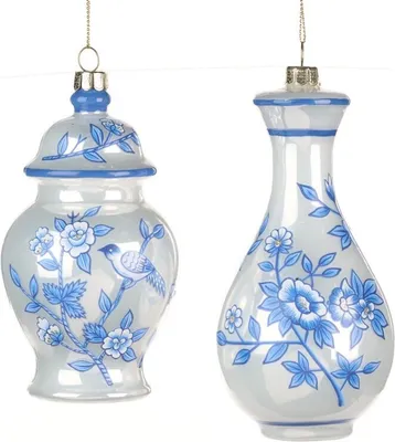 Produktbild von Goodwill Christmas Hanger Vase Delfter Blau Weiß-Blau H 12,5 cm Vorteilsset Pro 2 Stück