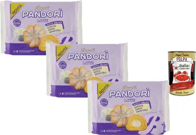 Produktbild von Bauli Pandori Latte Mini-Kuchen, weiches italienisches Hefegebäck mit Milchcreme, 3 x 178 g (12 Stück) + Italian Gourmet polpa