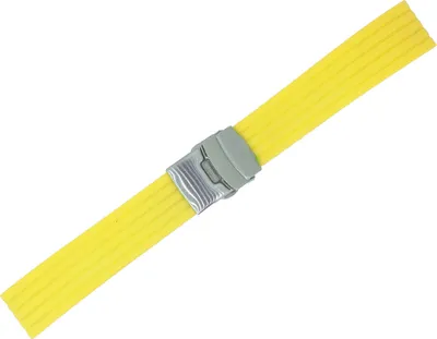 Produktbild von Minott > Uhrenarmband Silikon weich gelb > Sicherheitsschließe silbern, Stegbreite:20mm, Schließe:Silbern
