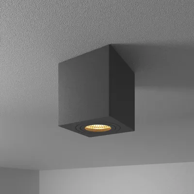 Image de HOFTRONIC - Spot LED plafond carré 4W 345lm 2700K IP65 Noir GU10