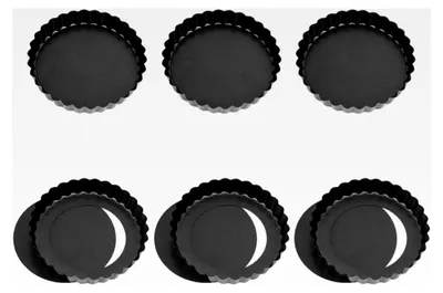 Produktbild von 6 Stück Tartelette Förmchen 12 cm Mini Tarteform mit Hebeboden aus Kohlenstoffstahl