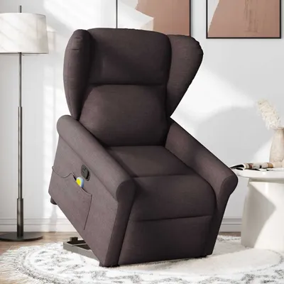Immagine prodotto di Poltrona Alzapersona Massaggi Reclinabile Marrone Scuro Tessuto