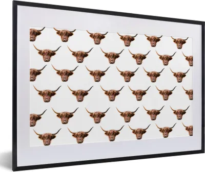 Produktbild von MuchoWow® Gerahmtes Poster Tiere - Vorlage - Schottischer Highlander 60x40 cm - Poster mit Schwarzem Bilderrahmen Wandposter Rahmen Foto Bilder - Schlafzimmer - Plakat in Rahmen - Drucken