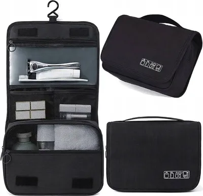 Produktbild von Faltbare Kosmetiktasche - Schwarz für Reisen KP36291