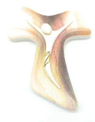 Wandkreuz Steinoptik mit Christus, groß 27x21,5 cm