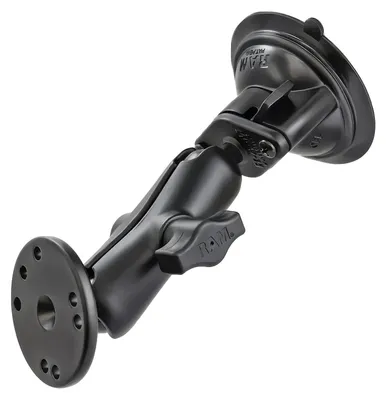 Immagine prodotto di Braccio a doppia presa RAM Braccio a doppia presa, blocco a rotazione, ventosa, base rotonda (RAM-B-166-202U)
