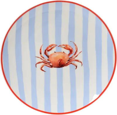 Image de Assiette à petit-déjeuner plate 19,4 cm en porcelaine avec motif crabe rayé