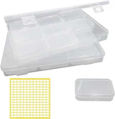 Produktbild von Aufbewahrungsboxen 2 Sets, Transparente Kunststoffbehälter, 1 Große und 9 Kleine Boxen, Mit Etiketten, für
