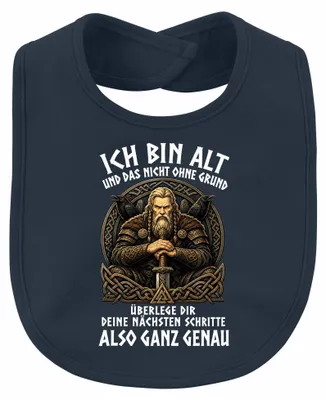 Obrázok produktu pre Som starý a to nie náhodou. Viking, bojovník, Nórske bábätko, bib, tmavomodrá farba, univerzálna veľkosť