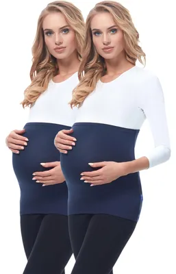 Image de Ceinture de grossesse Be Mammy pour femmes 169, lot de 2 (bleu foncé/bleu foncé, 36/38)