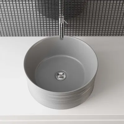 Produktbild von Waschbecken aus Keramik, Aufsatzwaschbecken, rund, stilvoll, elegant, weiß, 41x41x18 cm