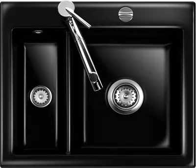 Produktbild von Flächenbündige Spüle KeraDomo MERA 60 F in Nero mit Excenterbedienung