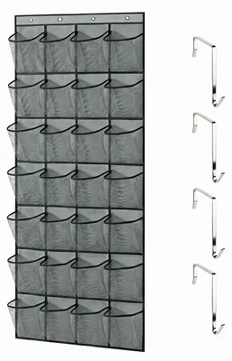 Image de Organisateur de chaussures suspendu avec 28 compartiments et 4 crochets, idéal pour ranger les chaussures