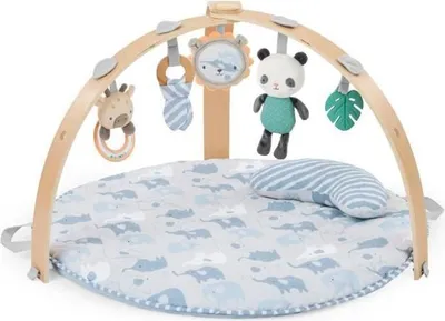 Produktbild von Spielmatte Baby, Faltbar, Cosy Spot Elephant Design, Reversibles Kissen, Spielbogen aus Holz, Sensorisches Spielzeug Baby