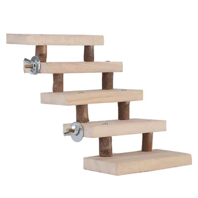 Produktbild von 5-Etagen Kleintier Leiter, Naturholz Kletterleiter für Käfig, Spielzeug für Hamster, Vögel, Nager
