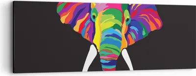 Produktbild von Bild auf Leinwand - Leinwandbild - Elefant spaß bunt tier - 90x30cm - Wand Bild - Wanddeko - Leinwanddruck - Bilder - Kunstdruck - Wanddekoration - Leinwand bilder - Wandkunst - AB90x30-2928