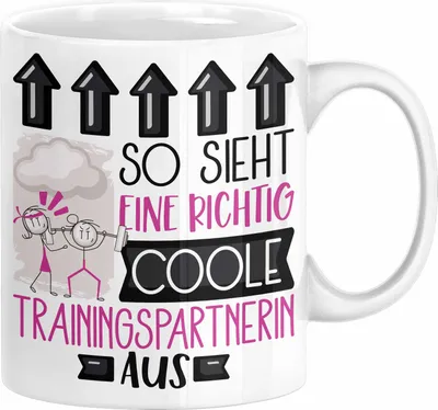 Produktbild von Trainingspartnerin Geschenk Tasse Lustig Geschenkidee für Trainingspartnerin Geburtstag So Sieht Eine Richtig Coole Trainingspartnerin Aus Frauen Spruch (Weiß)