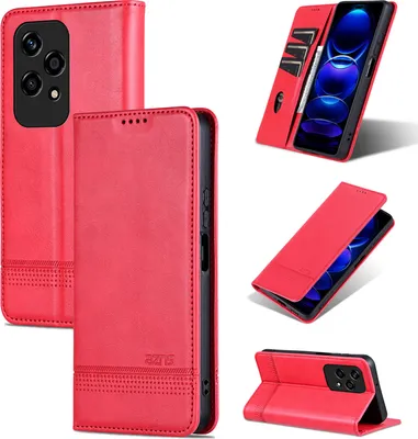 Produktbild von Leder Hülle für Honor 200 Lite, Klapphüllen Brieftasche Magnetverschluss Ständer Schutzhülle Rosa