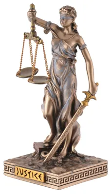 Justitia-Statue mit Waage, bronzefarben, 10 cm, Kunststein