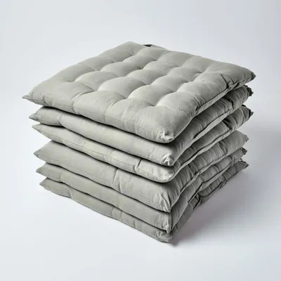 Image de HOMESCAPES Lot de 6 coussins de chaise 40x40 cm gris - Coussin d'assise Outdoor/Indoor avec housse en coton, coussin d'assise lavable