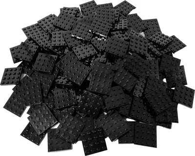 A pile of black LEGO baseplates.