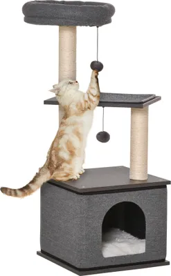Produktbild von PawHut Katzenkratzbaum Katzenspielzeug Spielseil PB-Platte Sisal Dunkelgrau
