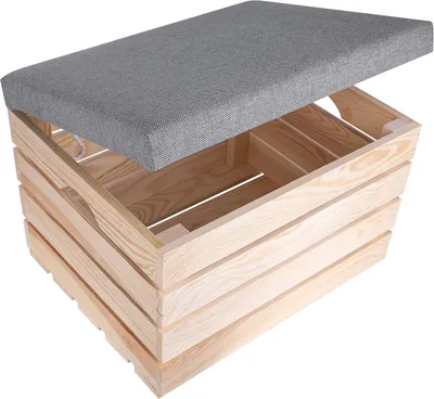 Zdjęcie produktu dla Creative Deco Drewniany kufer tapicerowany z siedziskiem | 50 x 40 x 35 cm | NATURALNY | skrzynia ze schowkiem do przechowywania koców, poduszek