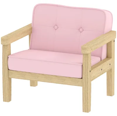 Immagine prodotto di Poltrona per bambini AIYAPLAY, divanetto imbottito con struttura in legno, effetto velluto a coste, rosa
