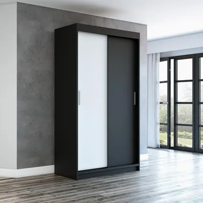 Produktbild von Schwebetürenschrank, 2-türig Schrank! Moderne Garderobe für Kleidung. Verschiedene Farben (Weiß, Schwarz, Somona) Kleiderschrank PAX 120 cm