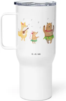 Produktbild von Mr. & Mrs. Panda Kaffee-to-go-Becher Waldtiere Aloha - Weiß - Geschenk, Mehrwegbecher, Wald, Lustige Sprüche, Hase, Edelstahl-Thermobecher, Teetasse, Thermobecher, Bär