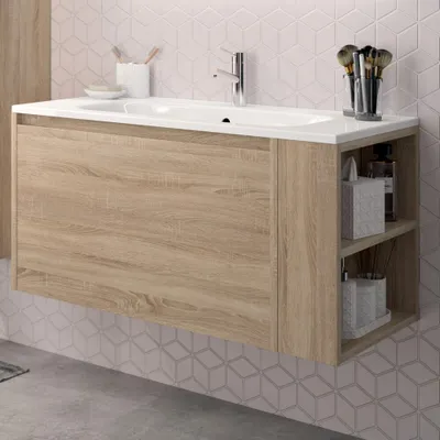 Produktbild von Waschtischunterschrank + Waschbecken VESNA / Eiche gebleicht