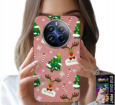 Produktbild von Etui Do Realme 12 Pro - Świąteczne Renifery Choinki Laska Wzory