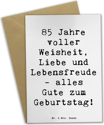Produktbild von Mr. & Mrs. Panda Klappkarte Spruch 85. Geburtstag Weise - Weiß - Geschenk, valentinstagskarte, kommunionskarte, einladungskarten, Happy Birthday, osterkarte, Feier, Alter